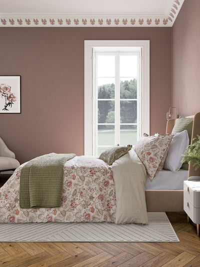 Next Bedeck of Belfast Sage Green Tuberose Nora Duvet Set- Buy online at McGrocer