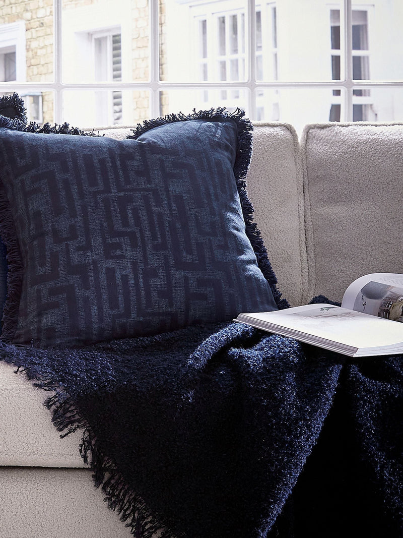 Bedeck of Belfast Navy Boucle Wool Rich Throw