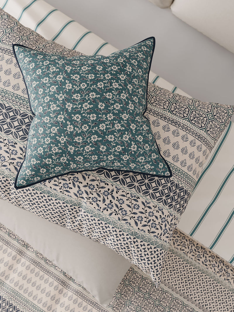 Helena Springfield blue teal folk stripe duvet cover set, UK version