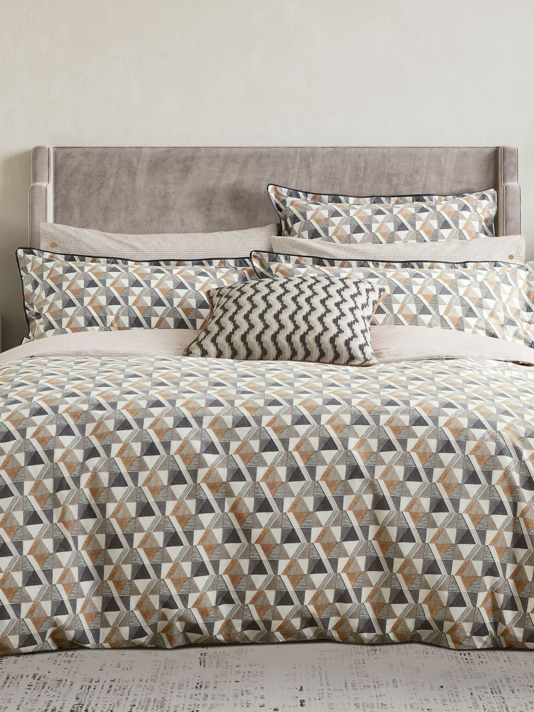 Bedeck of Belfast pillowcases charcoal tan square pair (British brand)