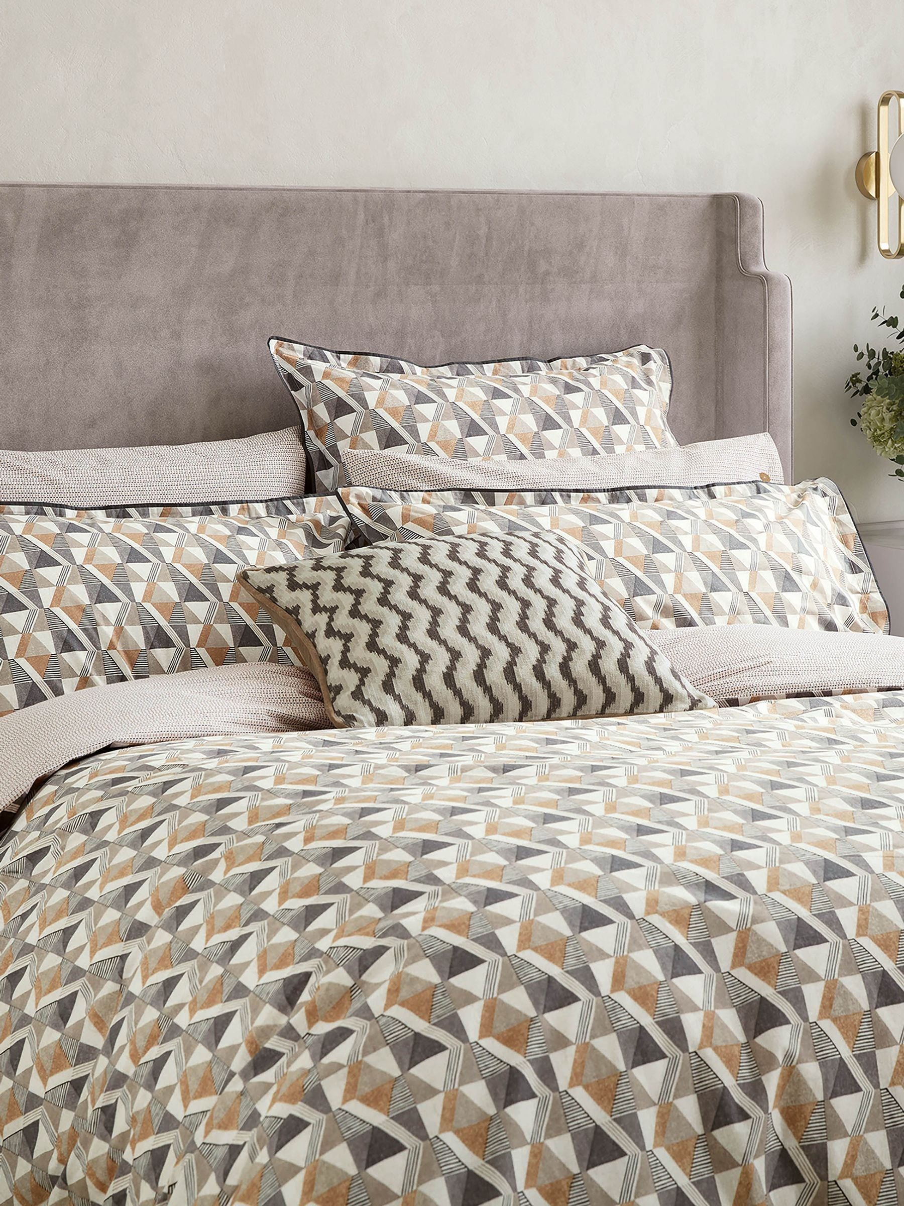 Bedeck of Belfast pillowcases charcoal tan square pair (British brand)