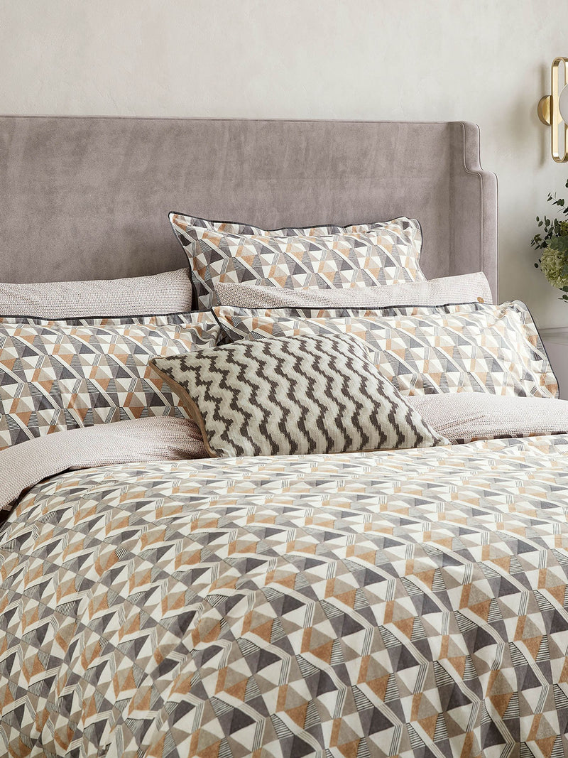 Bedeck of Belfast pillowcases charcoal tan square pair (British brand)