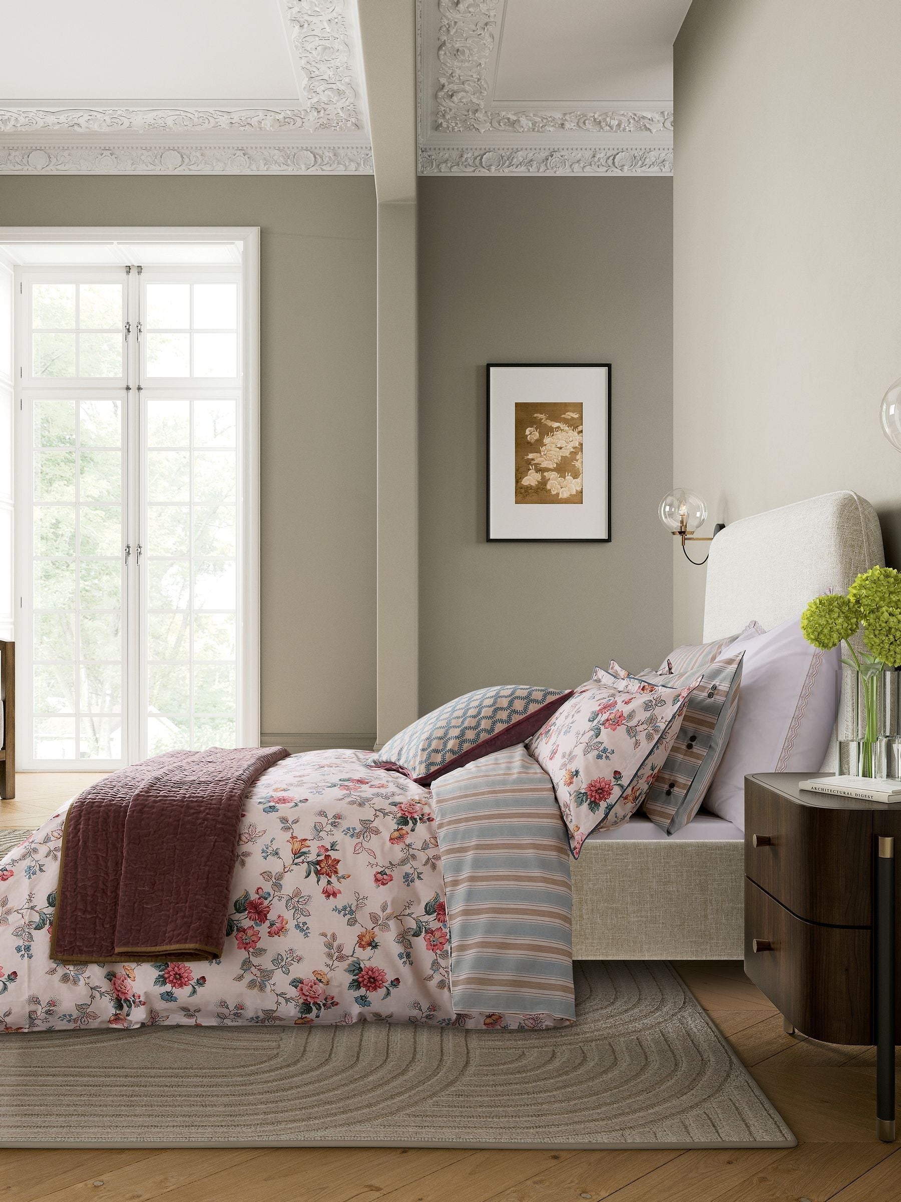 Bedeck of Belfast vintage floral quilted throw, imported from the UK