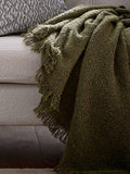 Bedeck of Belfast Olive Boucle Wool Rich Throw