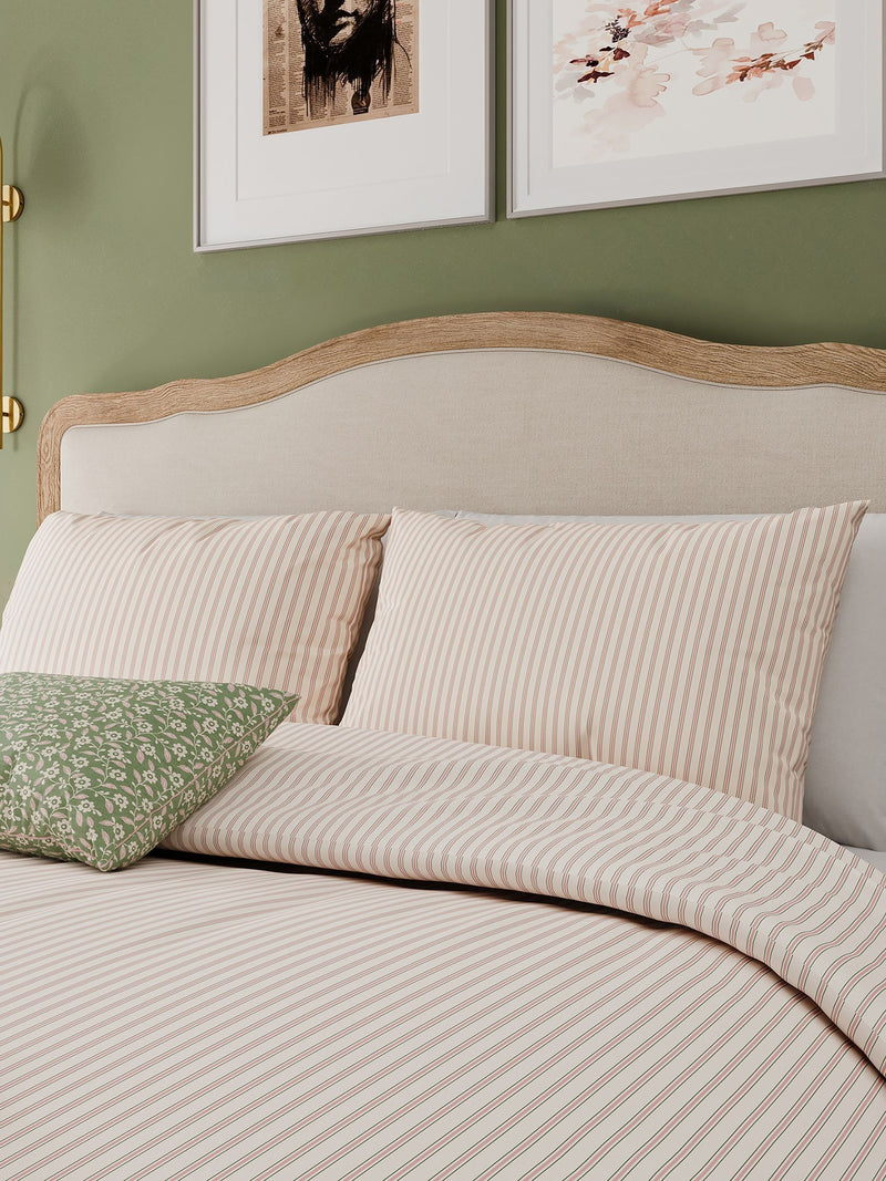 Helena Springfield green pink ticking stripe cotton duvet set, UK version