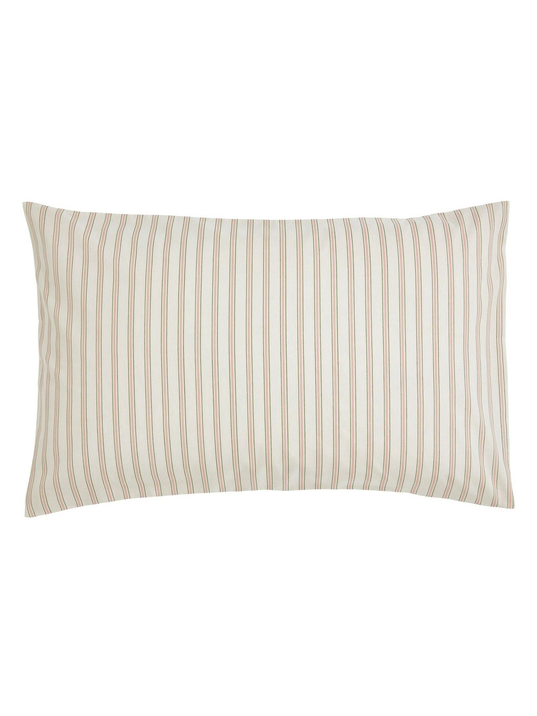 Helena Springfield Green Pink Ticking Stripe 100% Cotton Duvet Set