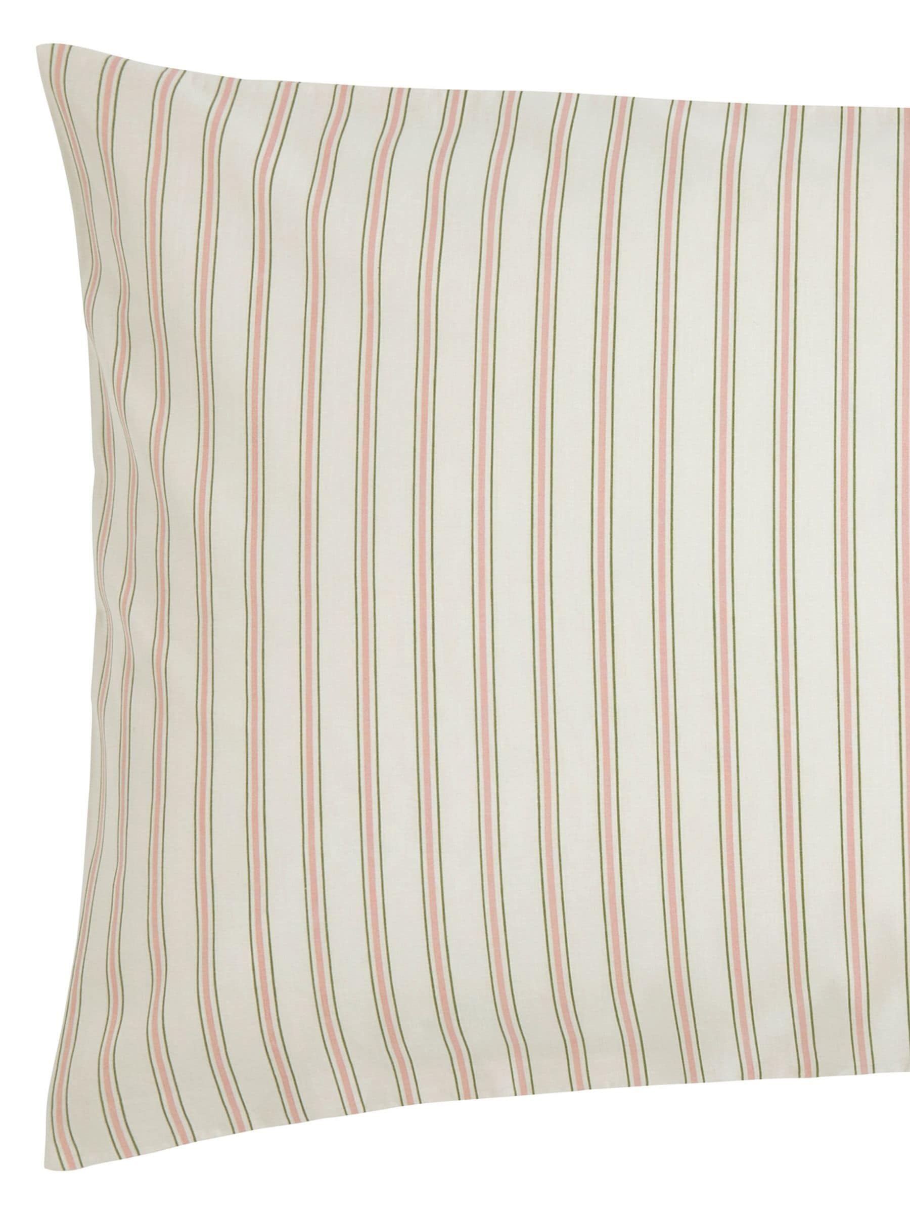 Helena Springfield Green Pink Ticking Stripe 100% Cotton Duvet Set