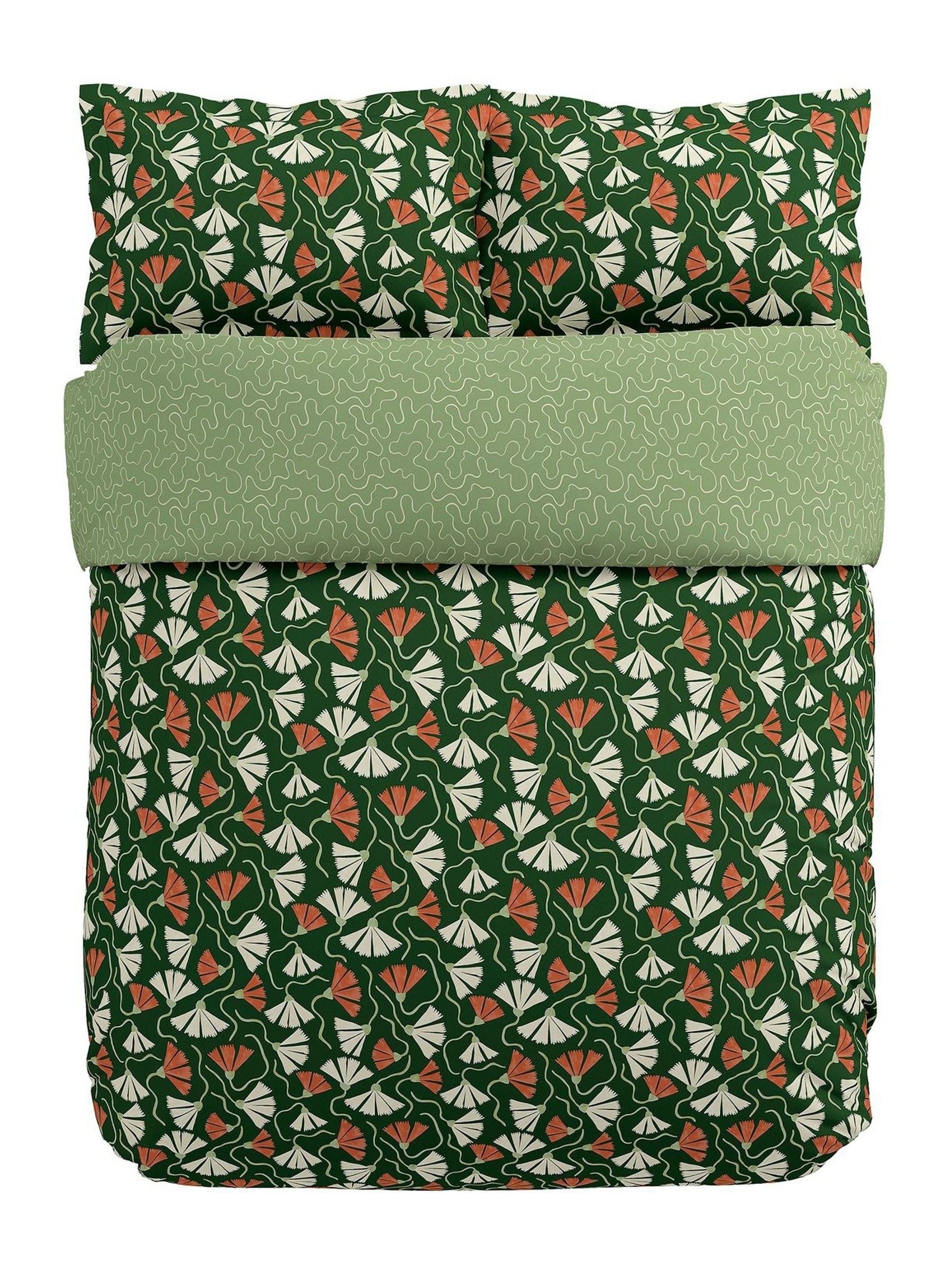Scion Green Fan Floral Print Duvet Set (British brand)
