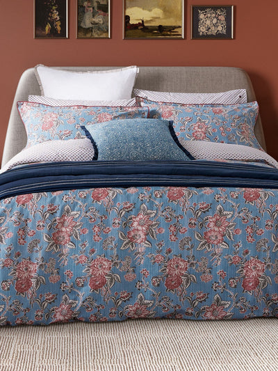 Next Bedeck of Belfast Denim Blue Emmeline 200 Thread Count Duvet Set- Buy online at McGrocer