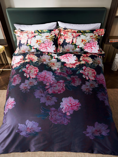 Ted Baker Navy Painted Posy 200 TC Sateen Duvet Set