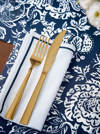 Next Bedeck of Belfast Midnight Navy Saja 100% Cotton Napkins Set of 4 40x40cm- Buy online at McGrocer