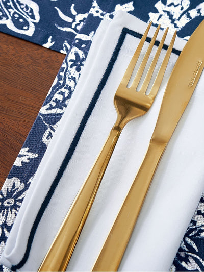 Ensemble de 4 serviettes Saja 100 % coton bleu nuit Bedeck of Belfast