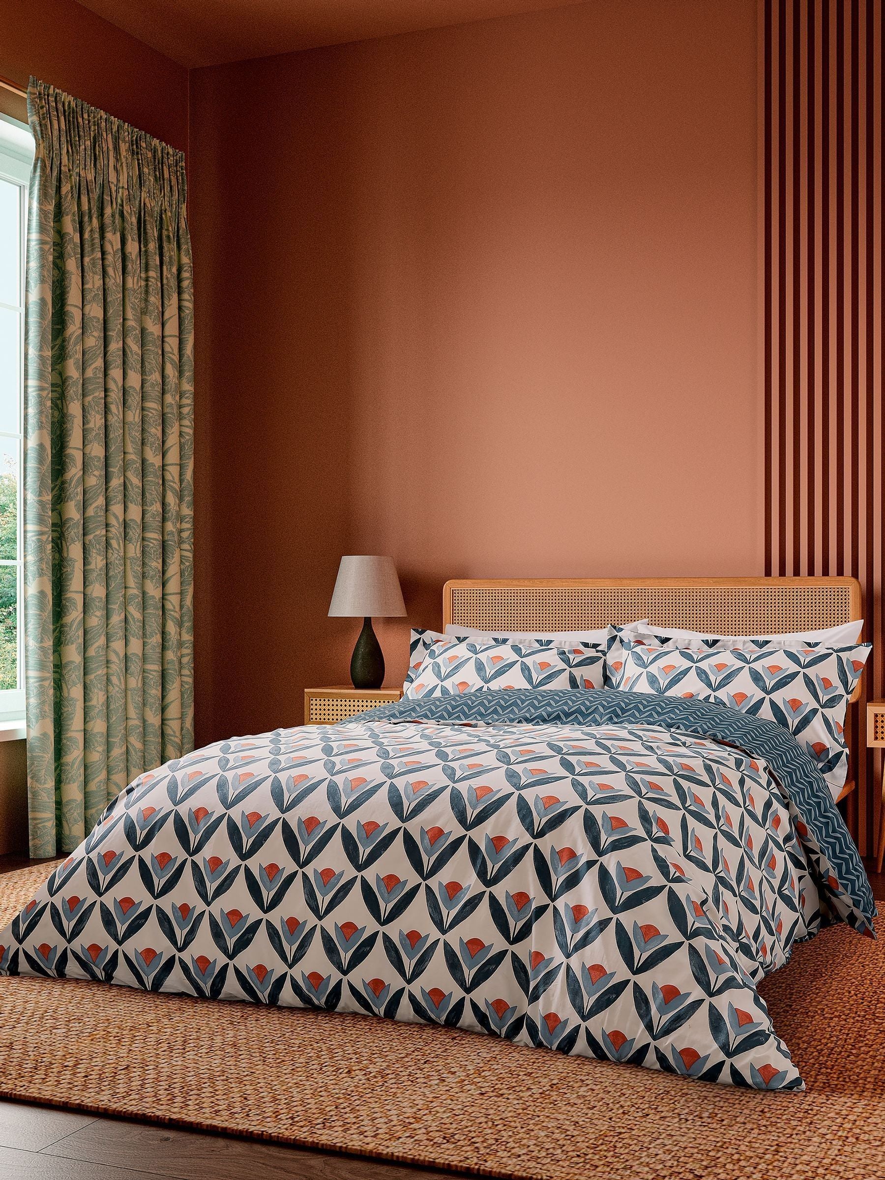 Scion Navy Tulip Trellis duvet set (British brand)