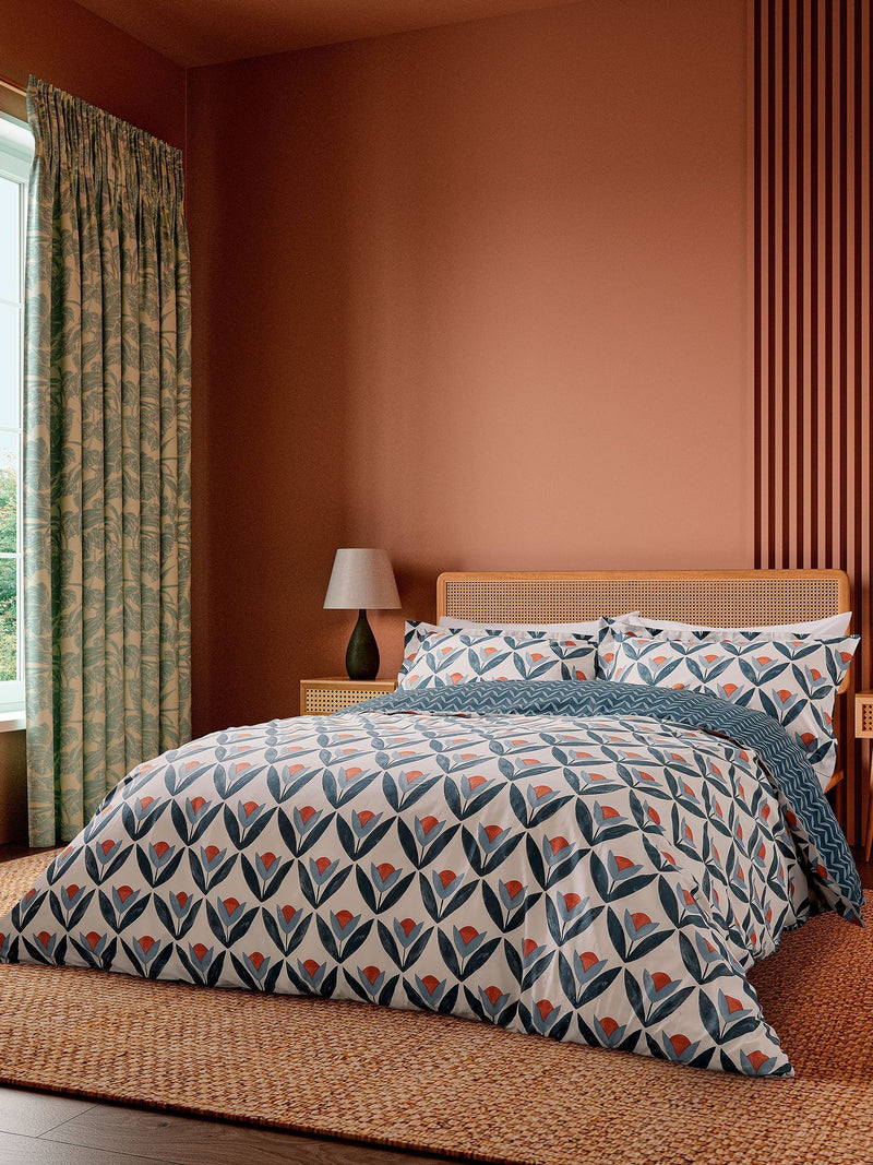 Scion Navy Tulip Trellis duvet set (British brand)