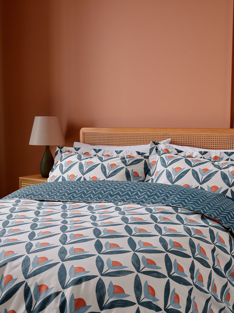 Scion Navy Tulip Trellis duvet set (British brand)