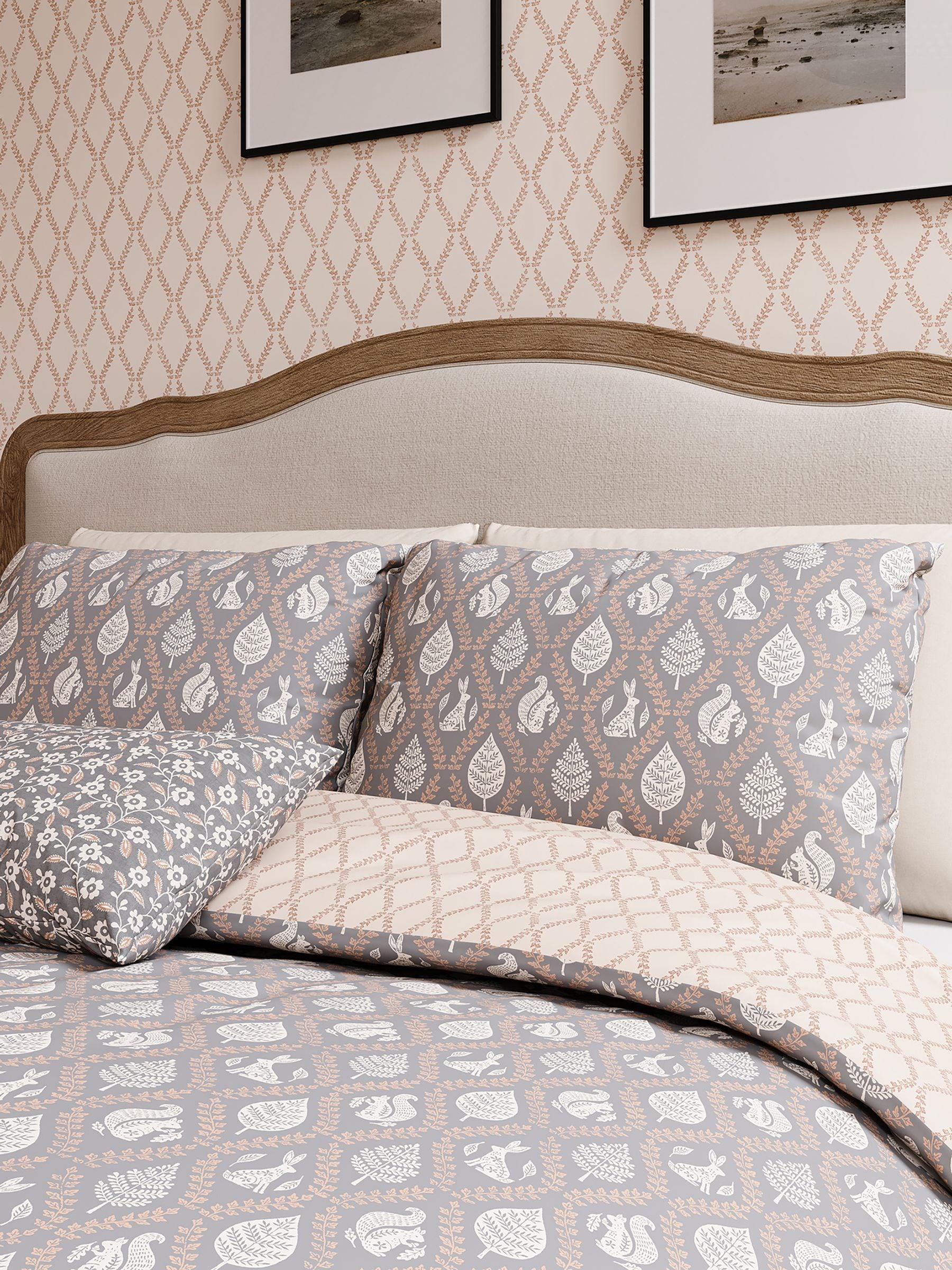 Helena Springfield Graphite Copper Woodland Trellis duvet set, UK version