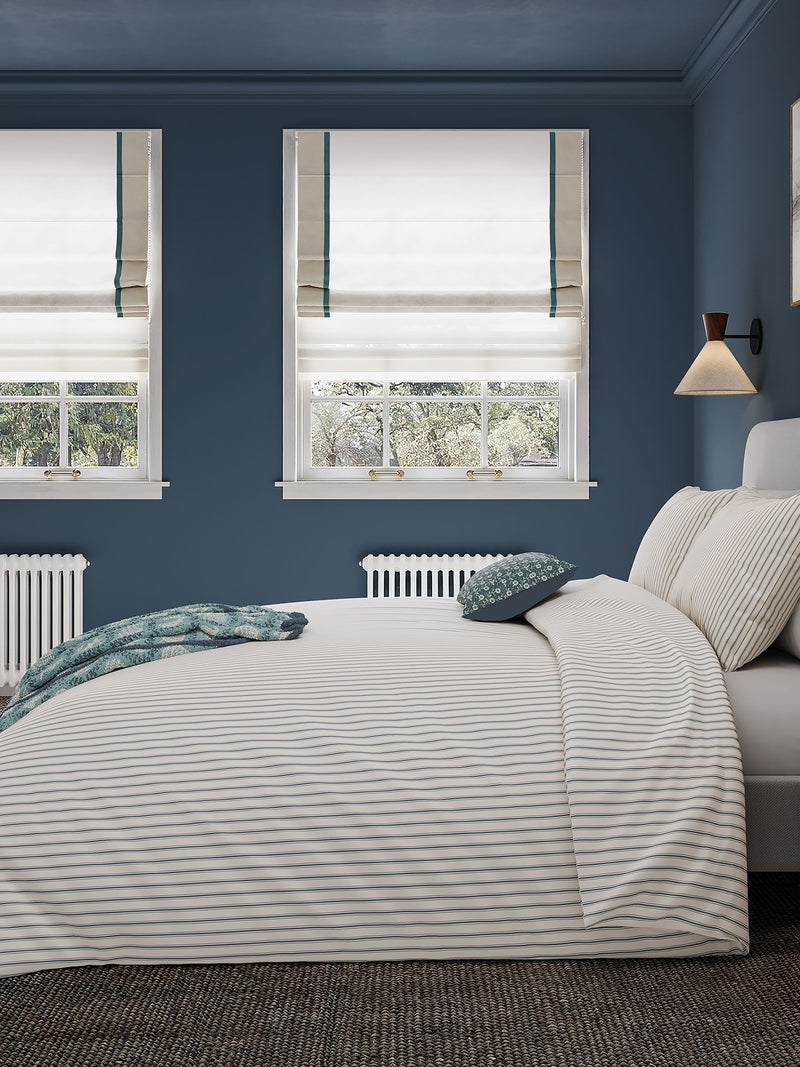 Helena Springfield blue teal ticking stripe duvet set, UK version