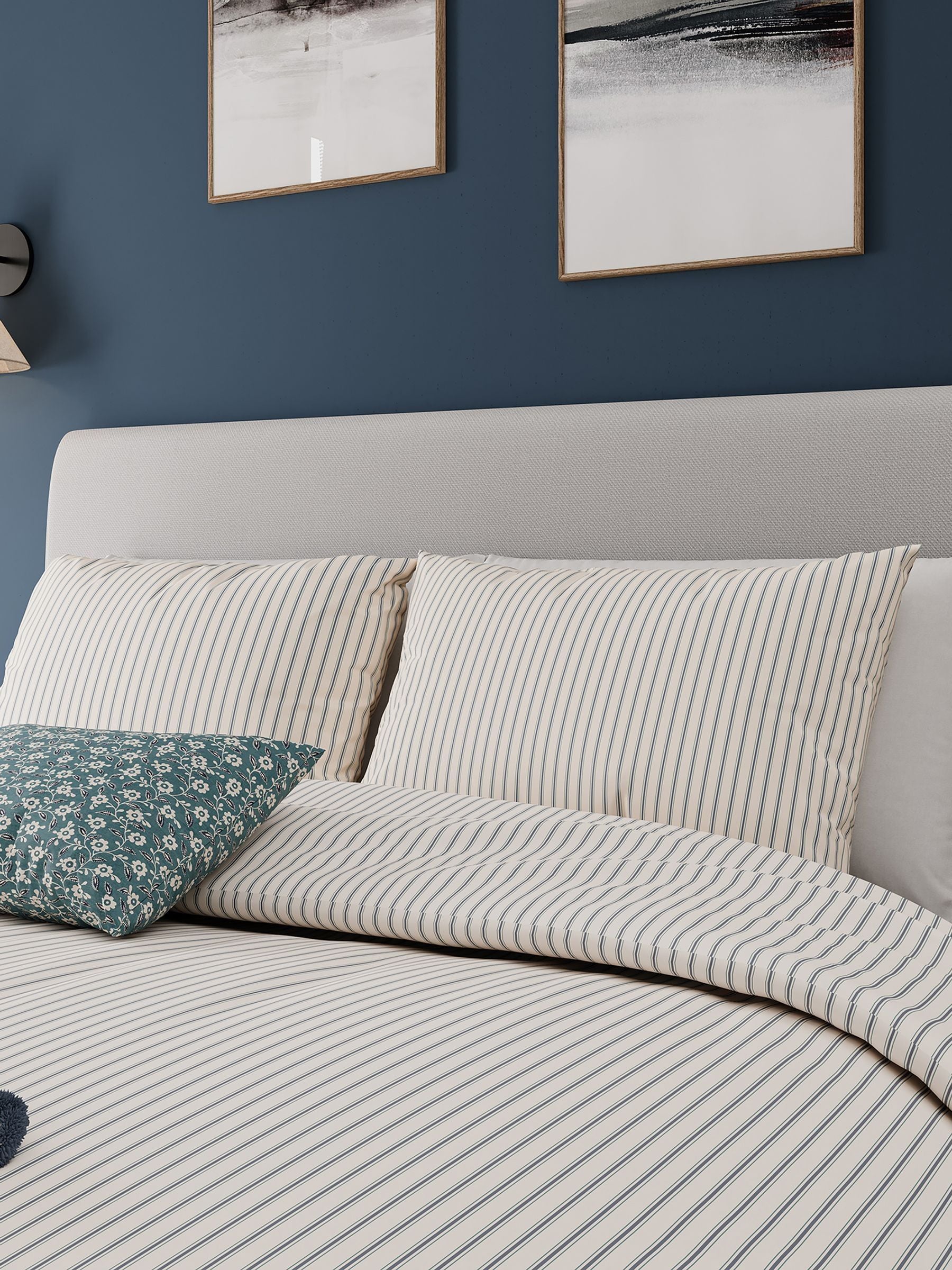 Helena Springfield blue teal ticking stripe duvet set, UK version