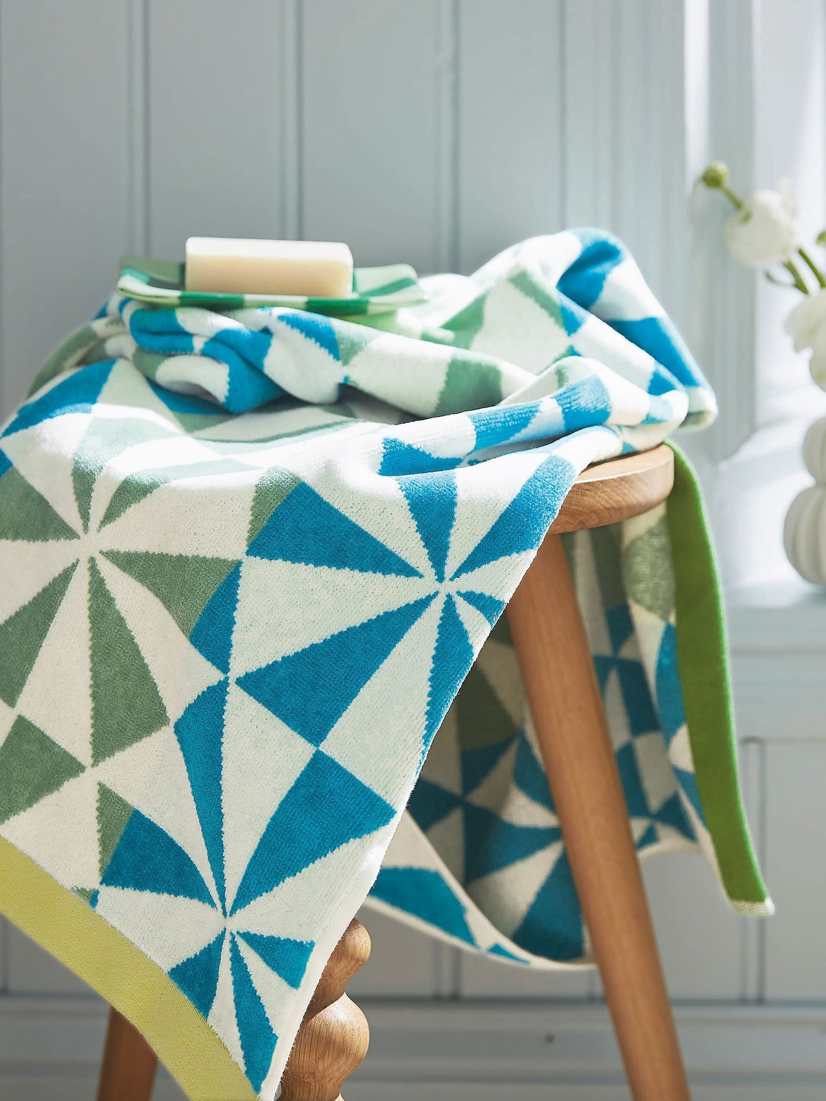 Land & Shore Green Sails Towel in 100% cotton, imported from the UK