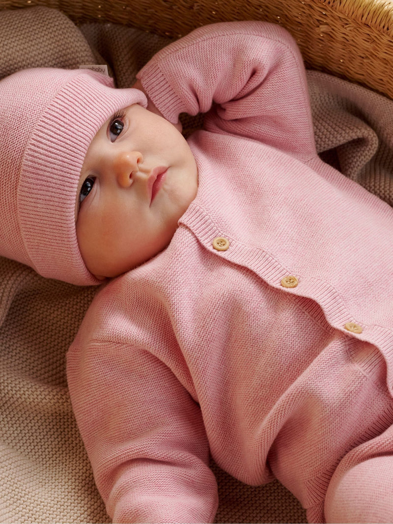 Purebaby pink textured beanie (British brand)