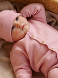 Purebaby pink textured beanie (British brand)
