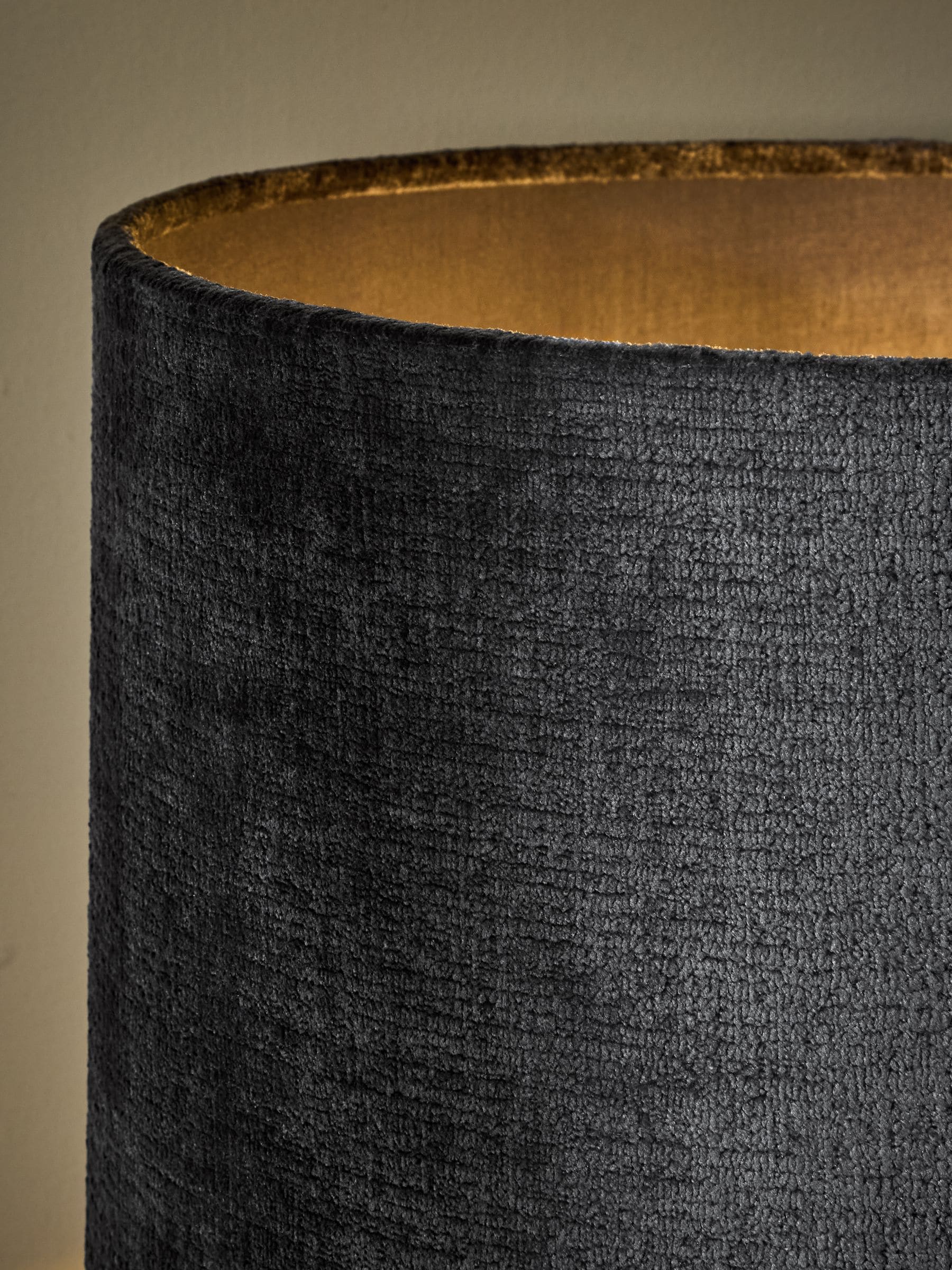 Slate blue chenille drum lampshade (British brand)