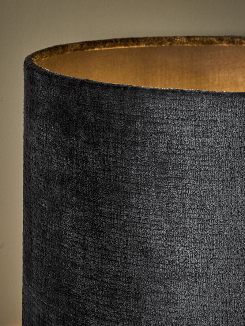 Slate blue chenille drum lampshade (British brand)