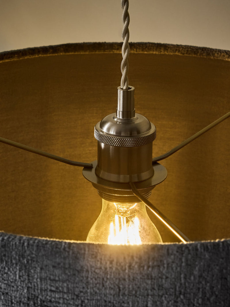 Slate blue chenille drum lampshade (British brand)