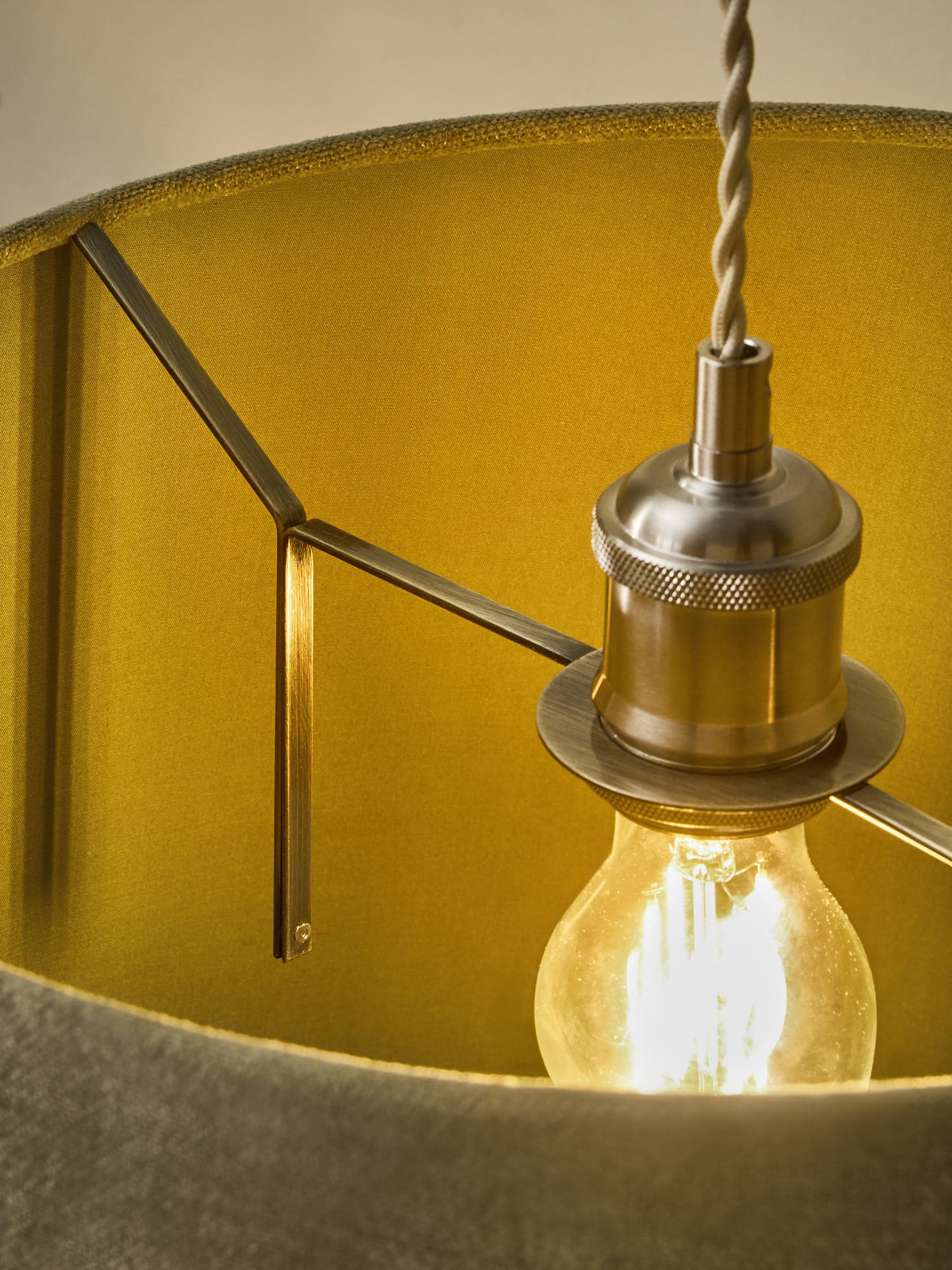 Light olive green chenille tapered ceiling lamp shade (British brand)