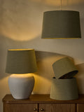 Light olive green chenille tapered ceiling lamp shade (British brand)