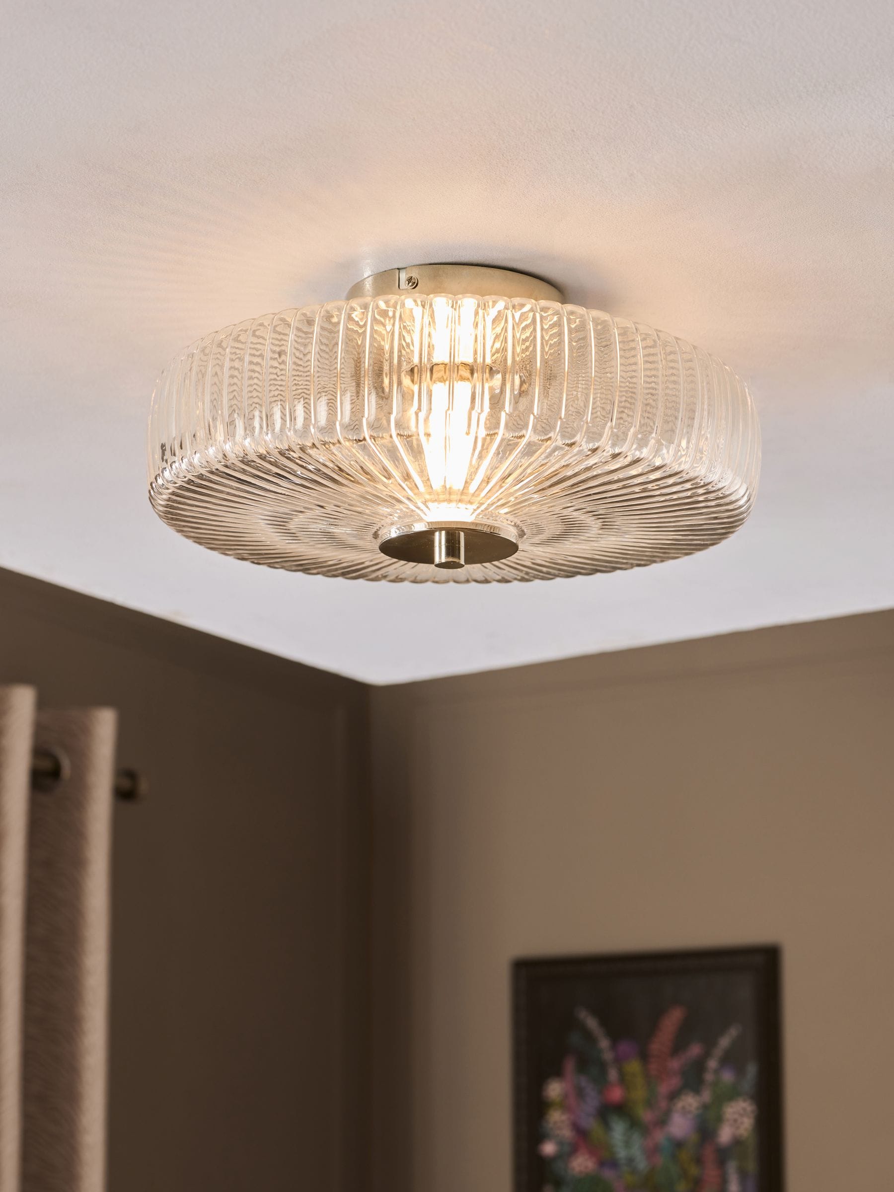 Polished Nickel Lexington Large Flush Fitting Ceiling Light