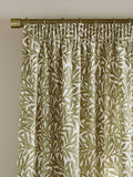 William Morris olive green willow pencil pleat curtains (British brand)