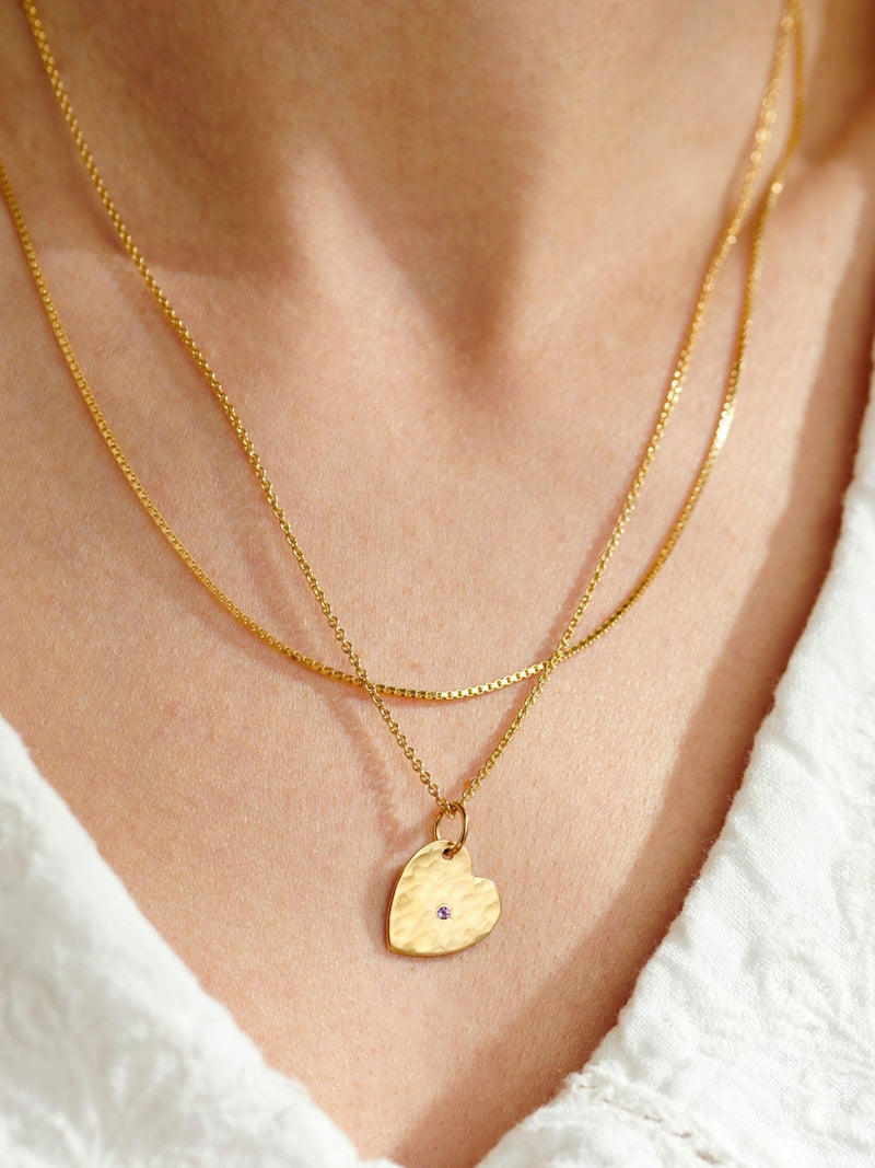 Posh Totty Designs heart birthstone necklace pendant, UK version