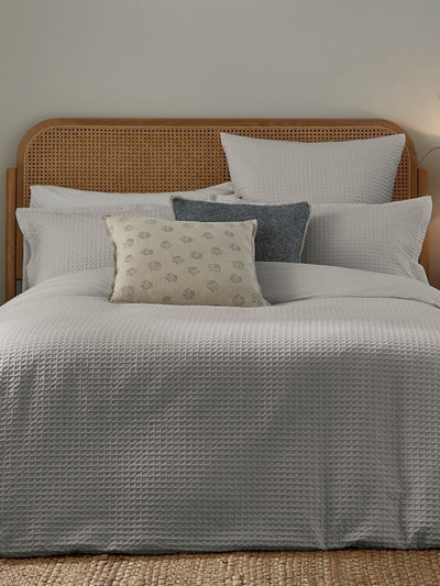 Next Murmur Cloud Grey Lida Waffle 100% Cotton Duvet Cover Set- Buy online at McGrocer