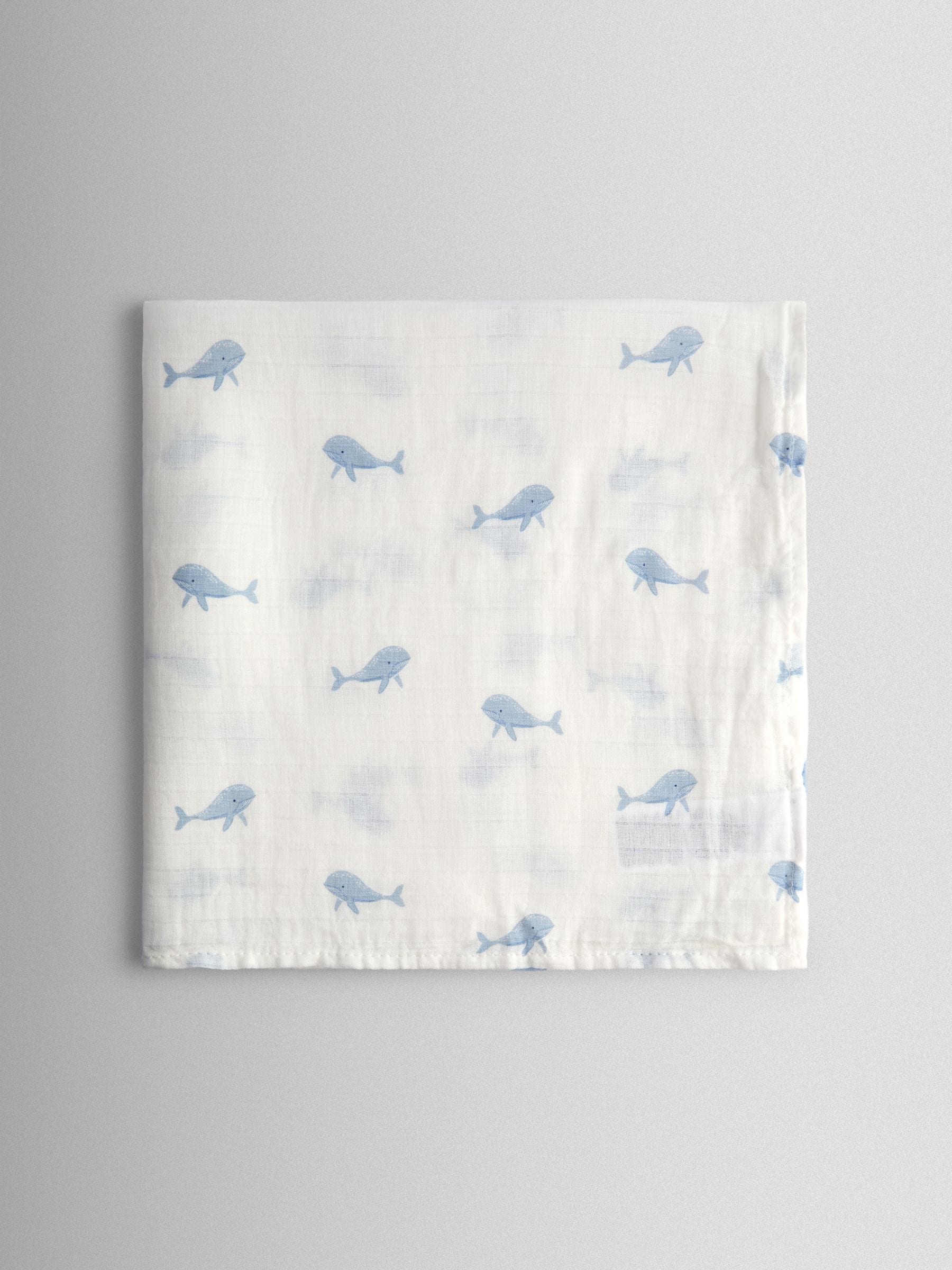 JoJo Maman Bébé blue whale muslin cloths 3-pack (British brand)