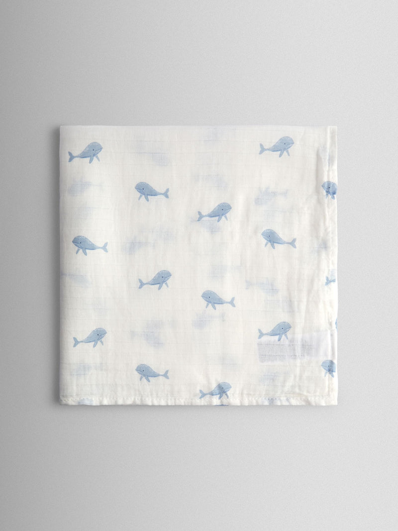 JoJo Maman Bébé blue whale muslin cloths 3-pack (British brand)