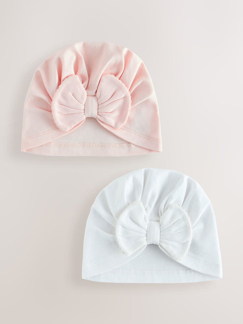 Baby turbans pink white 2 pack 0-18m - British product