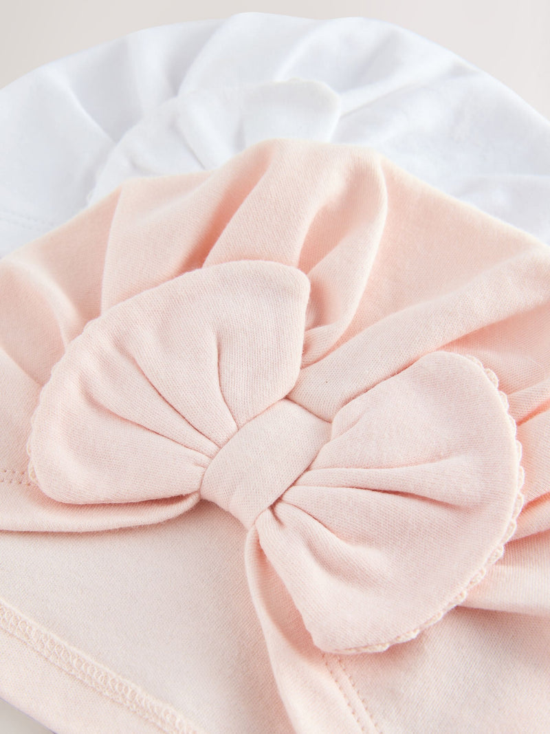 Baby turbans pink white 2 pack 0-18m - British product