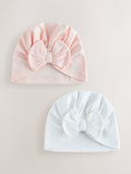 Baby turbans pink white 2 pack 0-18m - British product