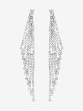 Silver Plated Crystal Statement Drop Earrings with Post and Bullet Back, 90mm Length