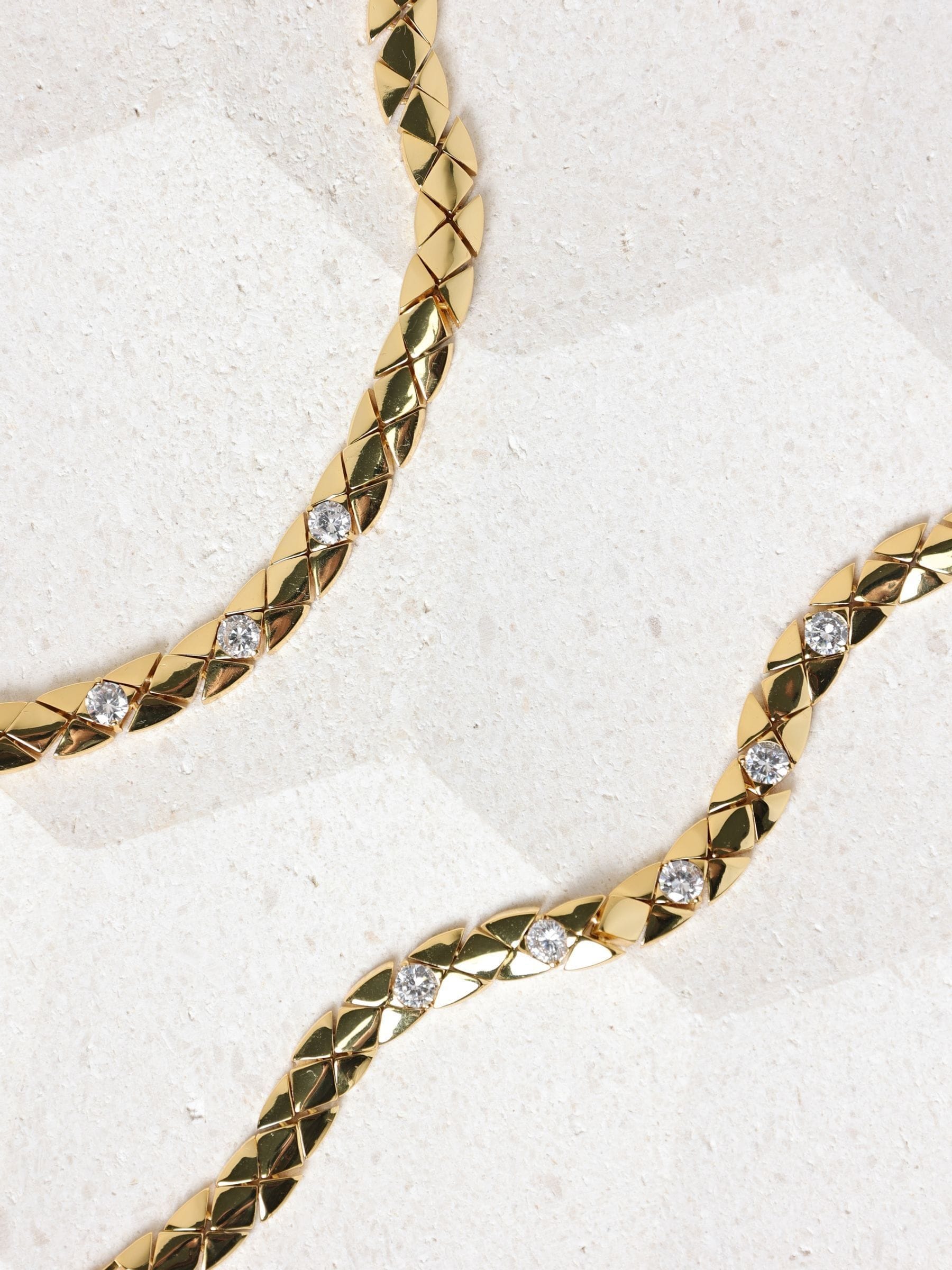 Gold Plated Crystal Flat Chain Bracelet 191mm
