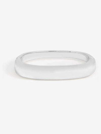 Rechteckiges Armreif-Armband mit polierter Versilberung, 204mm x 32mm