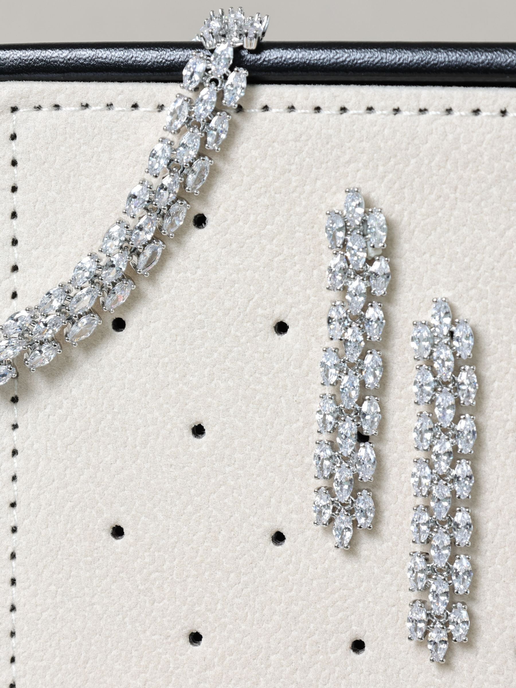 Jon Richard Metallic Rhodium Plated and Cubic Zirconia Navette Bracelet