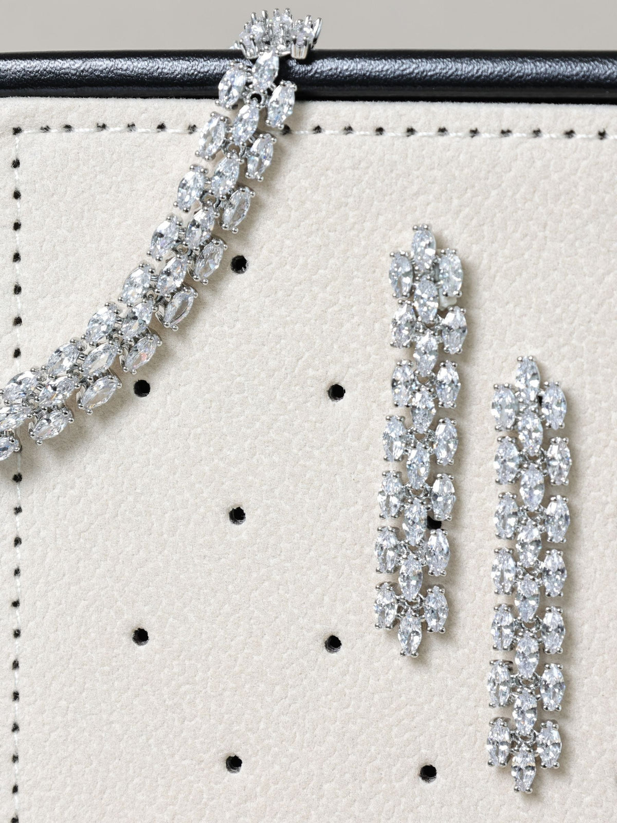 Jon Richard Metallic Rhodium Plated and Cubic Zirconia Navette Bracelet