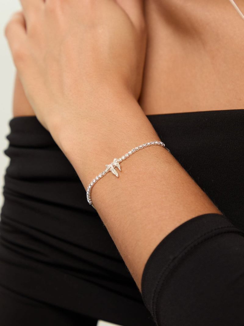 Silver Plated Pave Bow Trio Jewellery Set with 16' Chain and Lobster Clasp