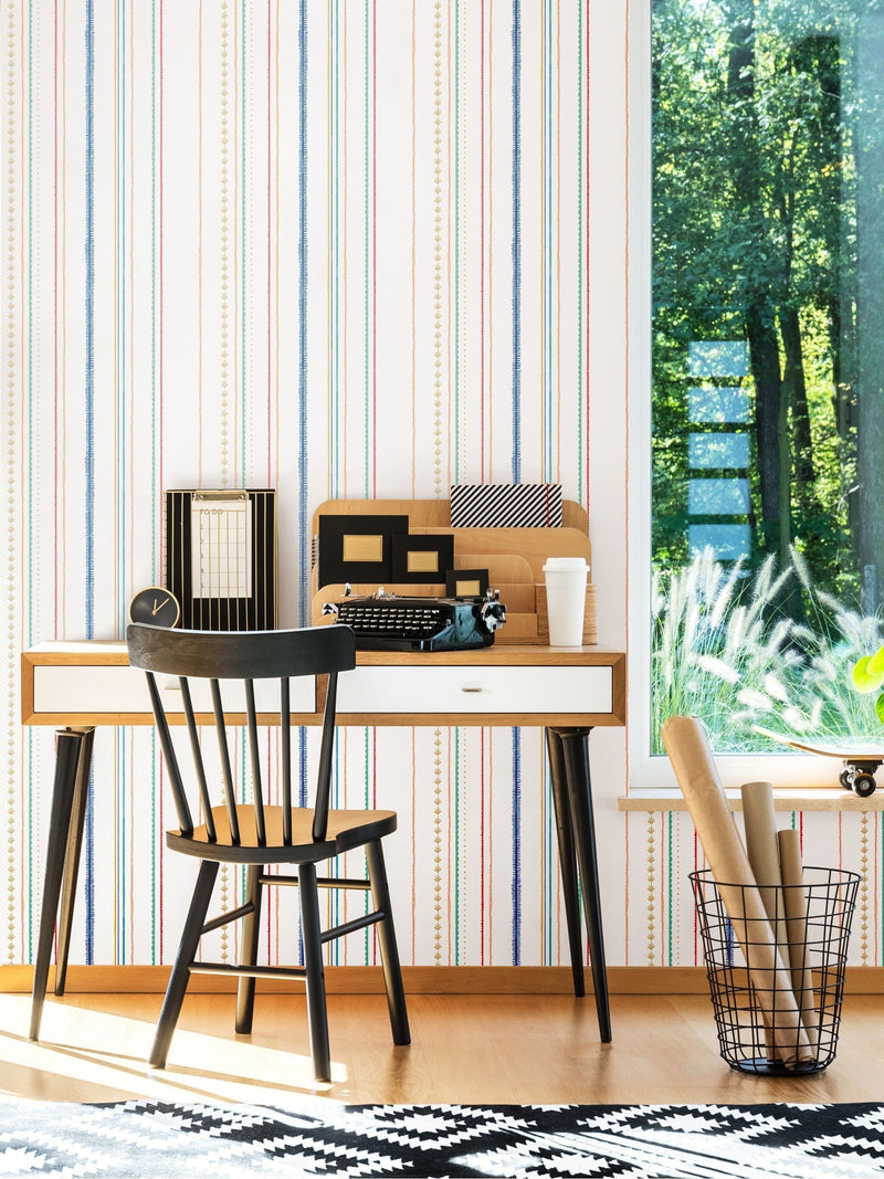 Hoopla Walls Blue Stripey 10m Wallpaper