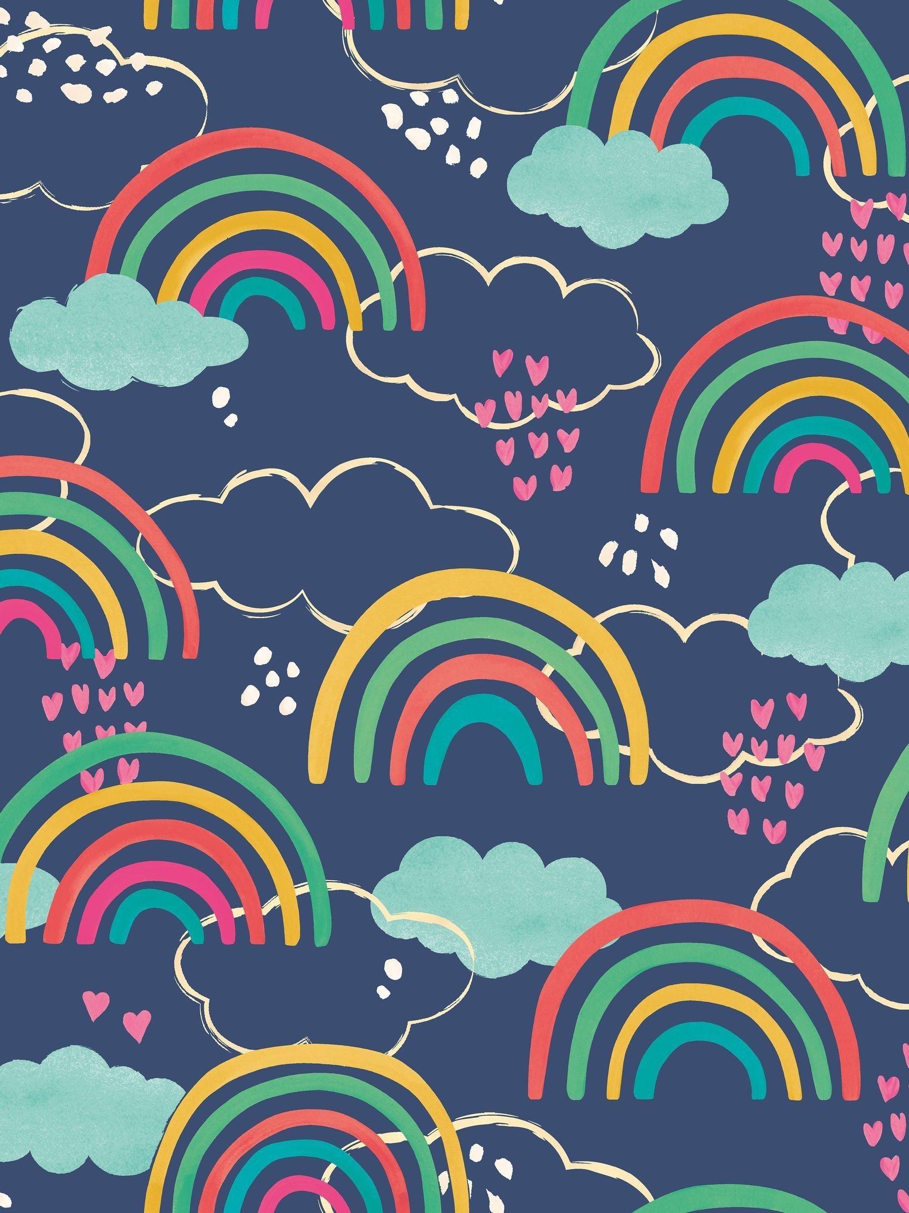 Hoopla Walls Blue Rainbow Love wallpaper 10m, UK version