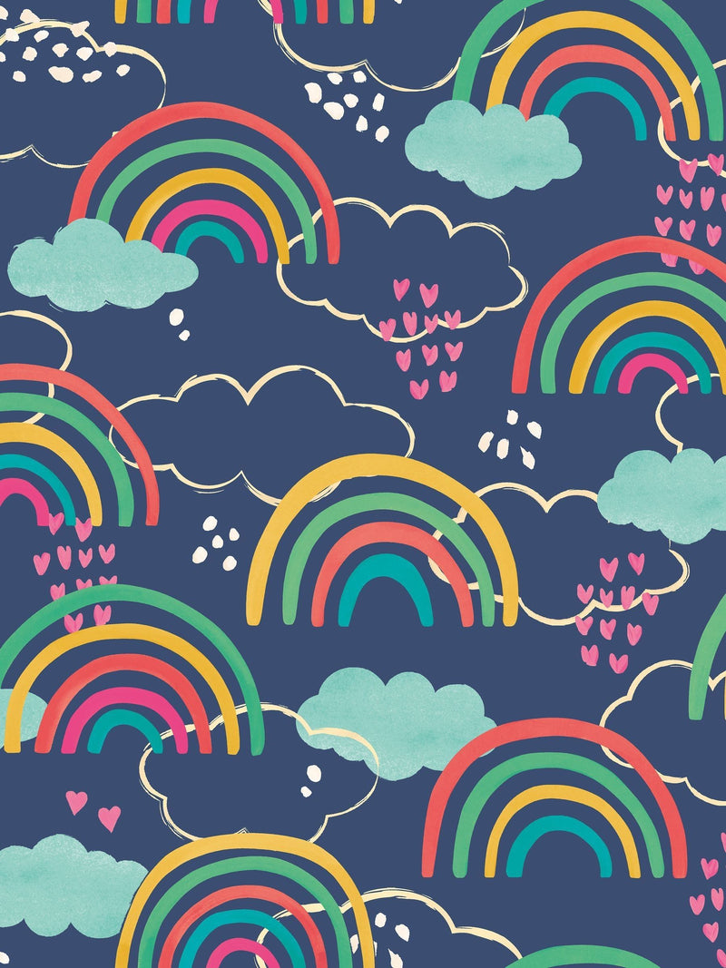 Hoopla Walls Blue Rainbow Love wallpaper 10m, UK version