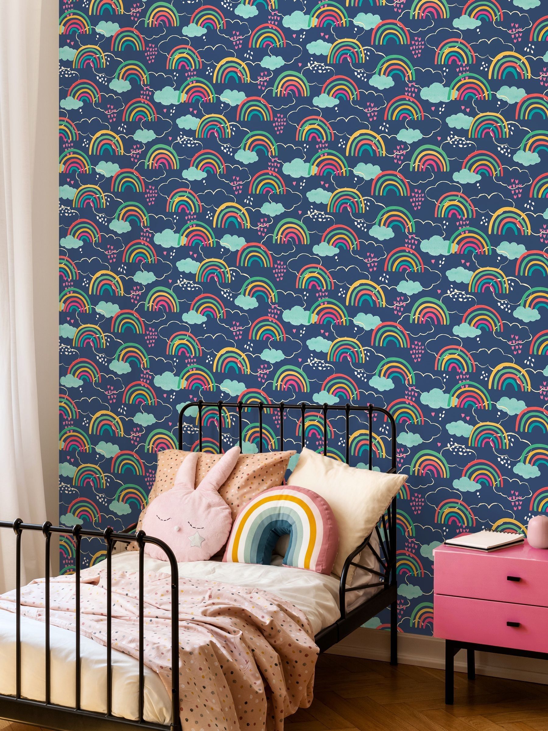 Hoopla Walls Blue Rainbow Love wallpaper 10m, UK version