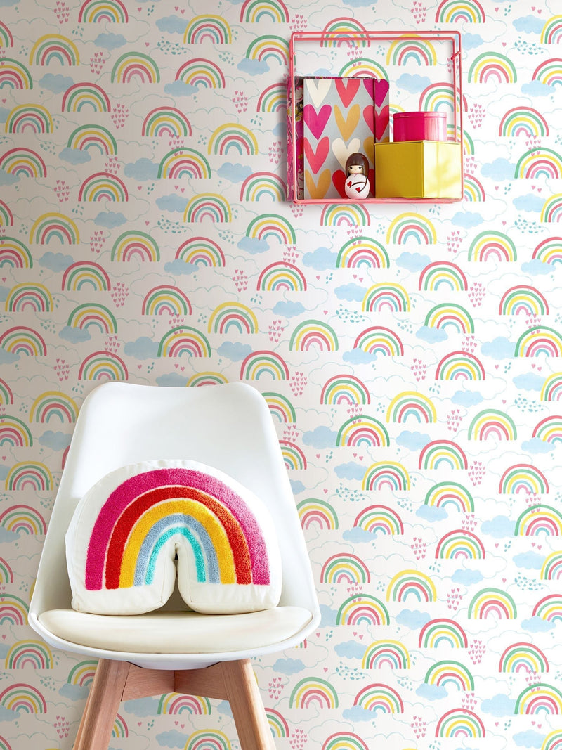 Hoopla Walls Pink Rainbow Love 10m Wallpaper